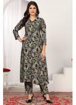 Rayon Black Daily Wear Printed Readymade Cord Set